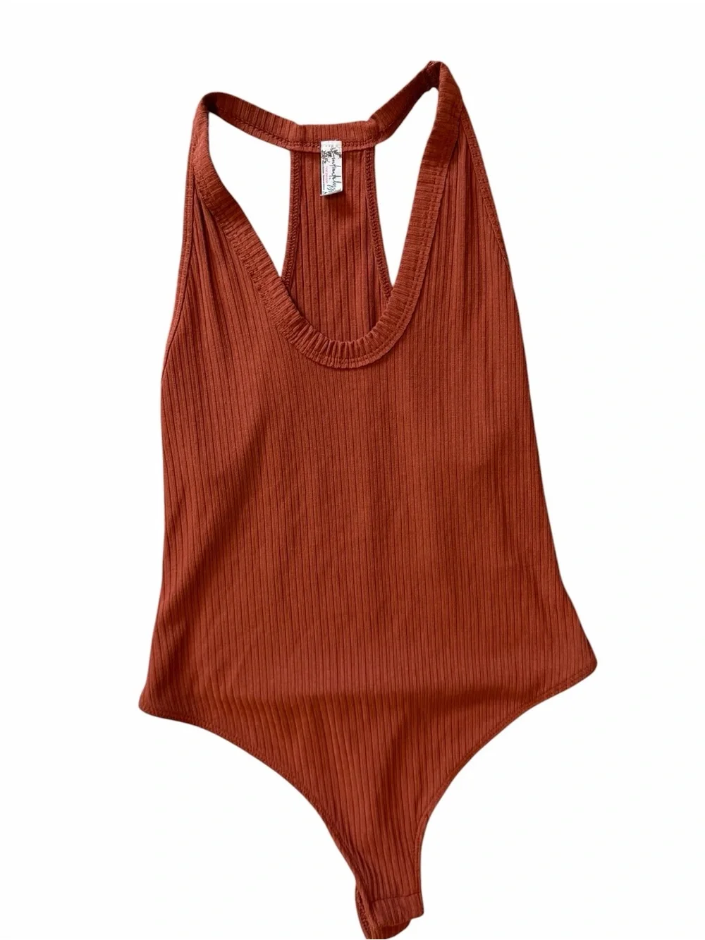 Free People Intimately‎ Speed Dial Ribbed Bodysuit Rust Orange XS